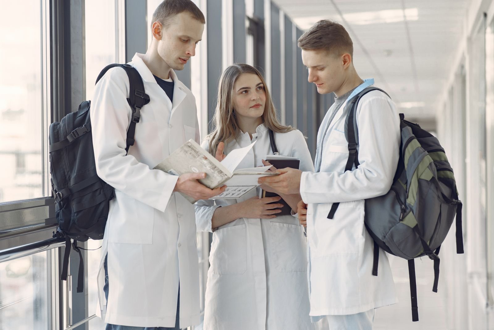 International medical students learning and sharing notes
